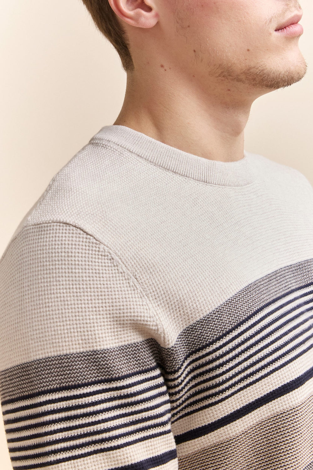 Multi tone textured striped sweater