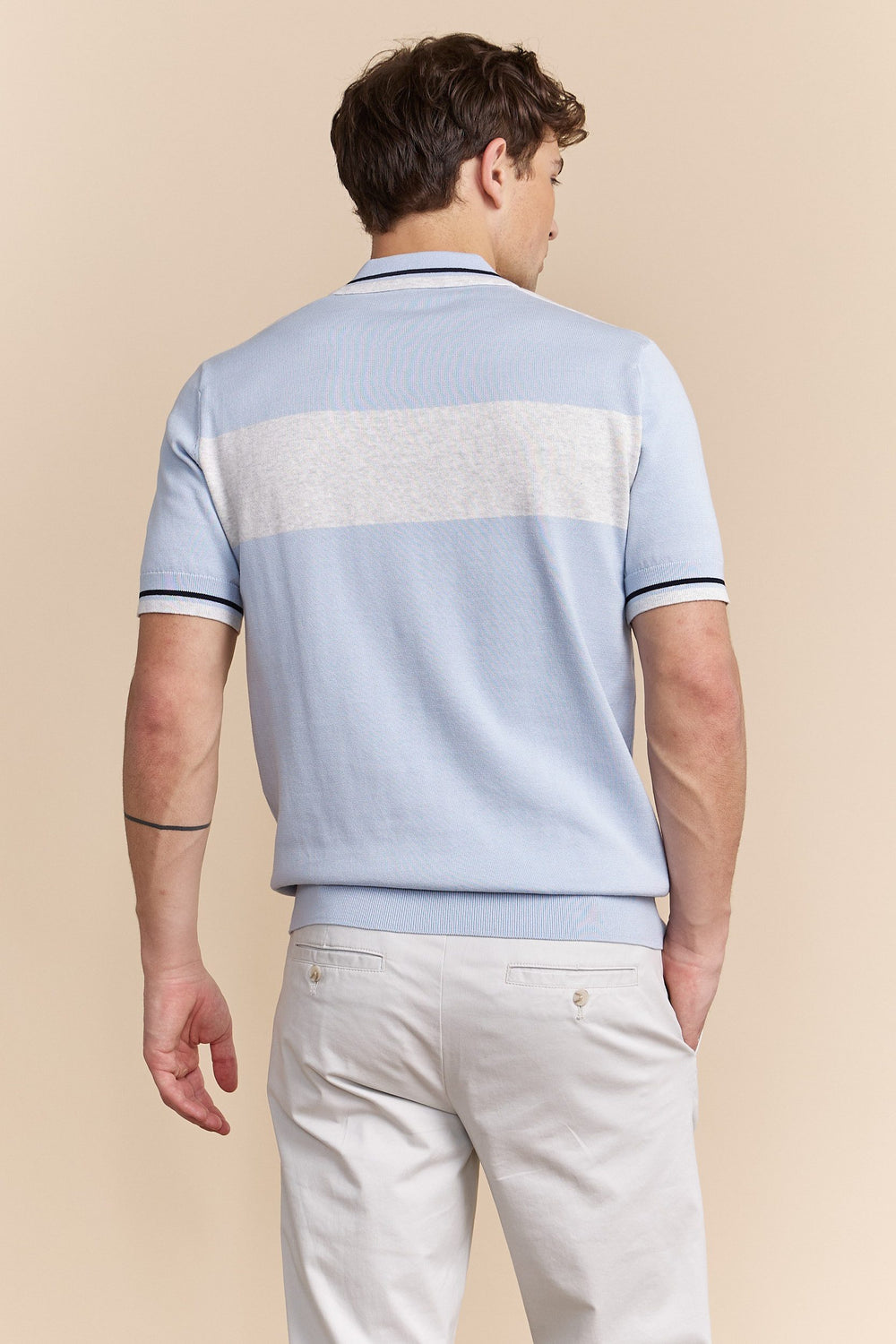 Colour block knit polo