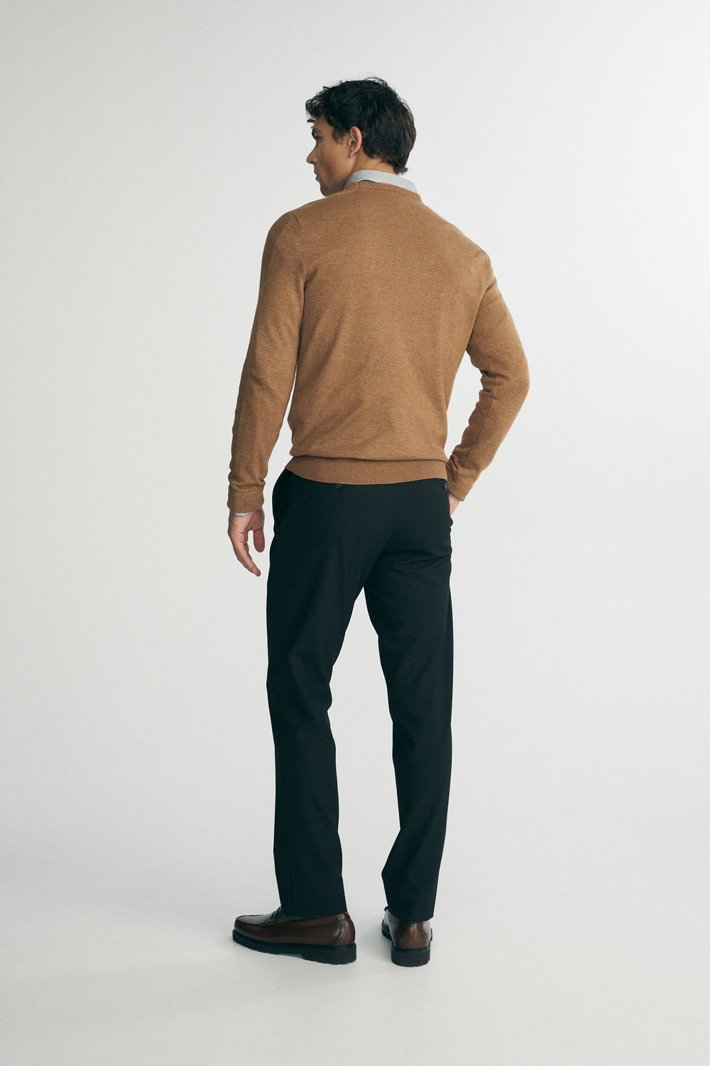 Rib details crew neck sweater