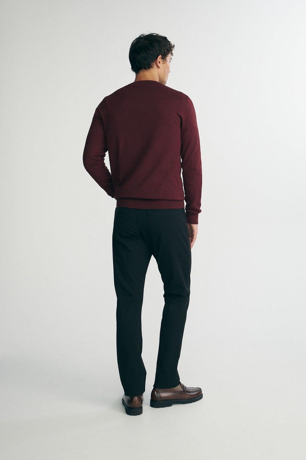 Rib details crew neck sweater