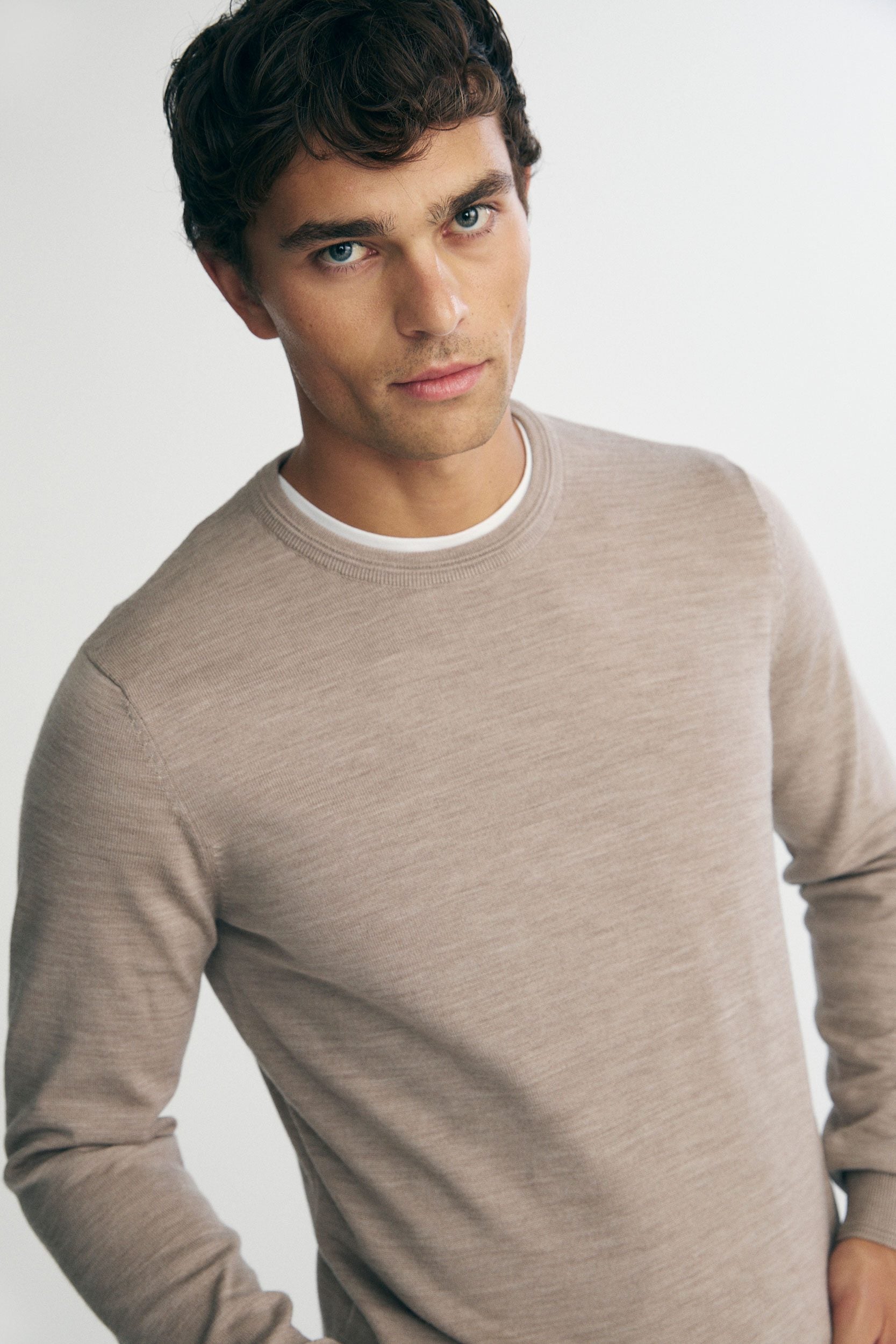 Merino wool crew neck sweater