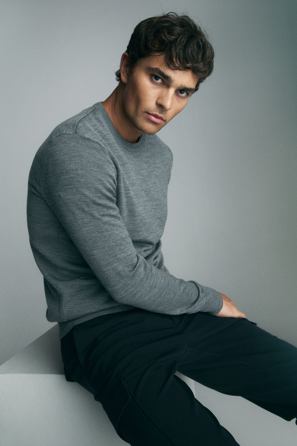 Merino wool crew neck sweater