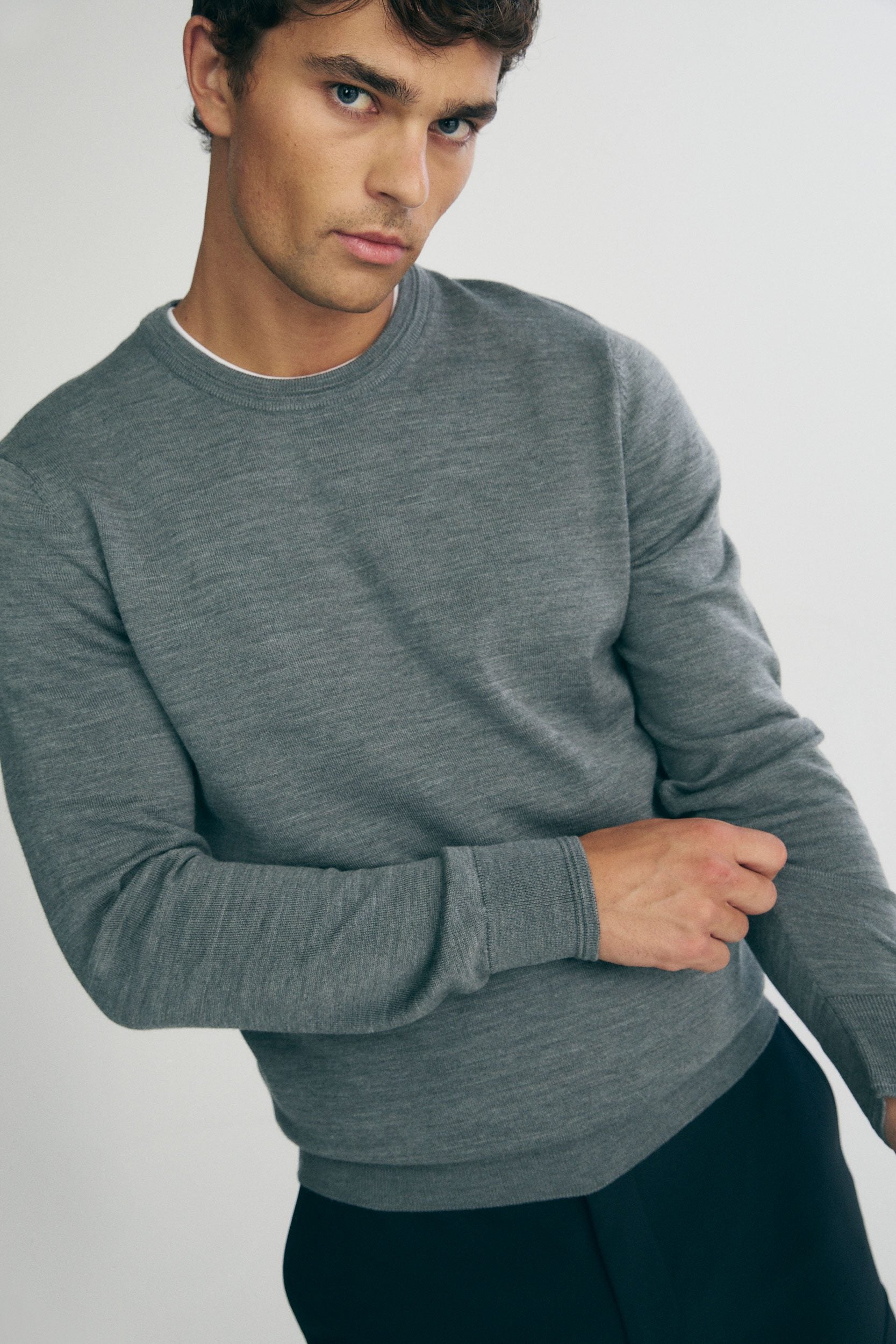 Merino wool crew neck sweater