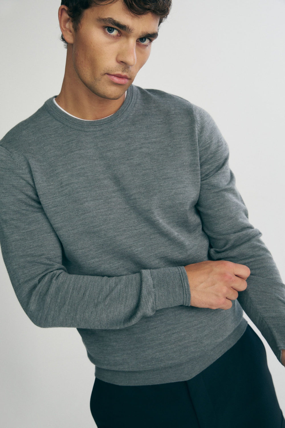 Merino wool crew neck sweater