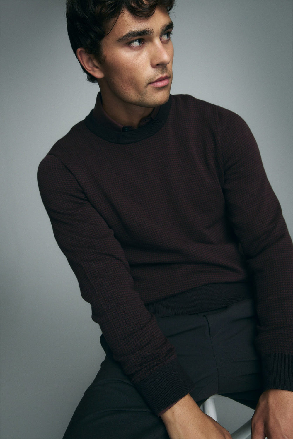 Jacquard crew neck sweater