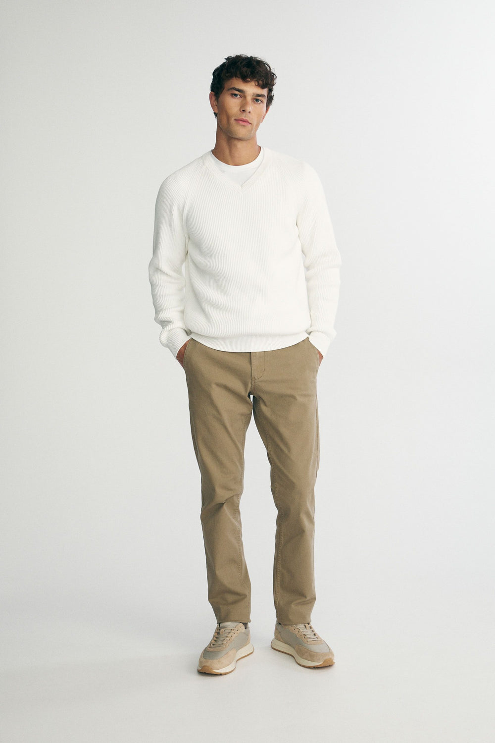 V-neck raglan sweater