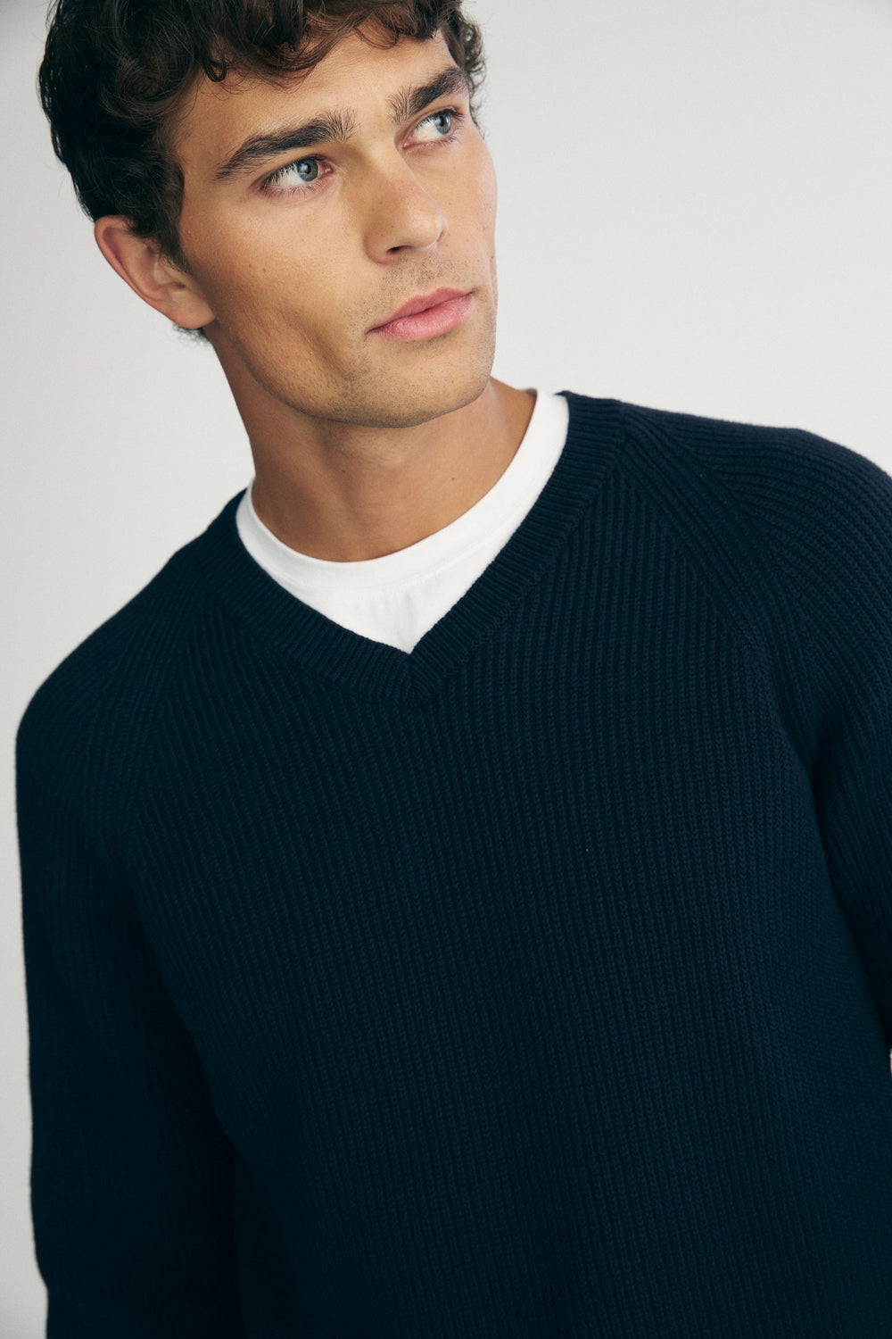 V-neck raglan sweater