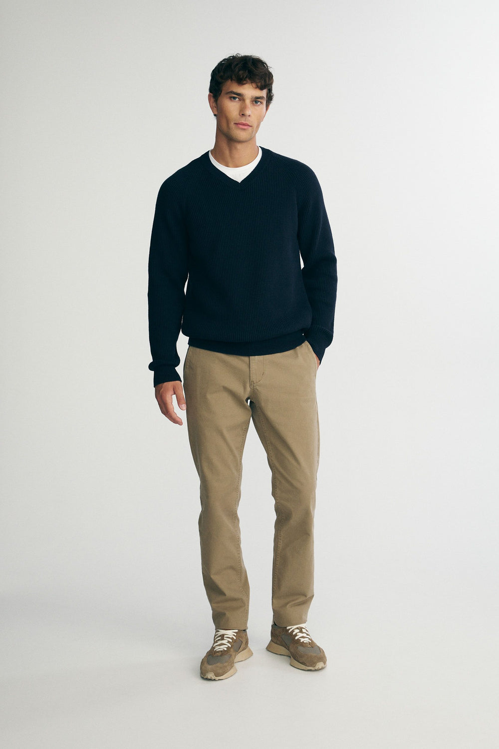 V-neck raglan sweater