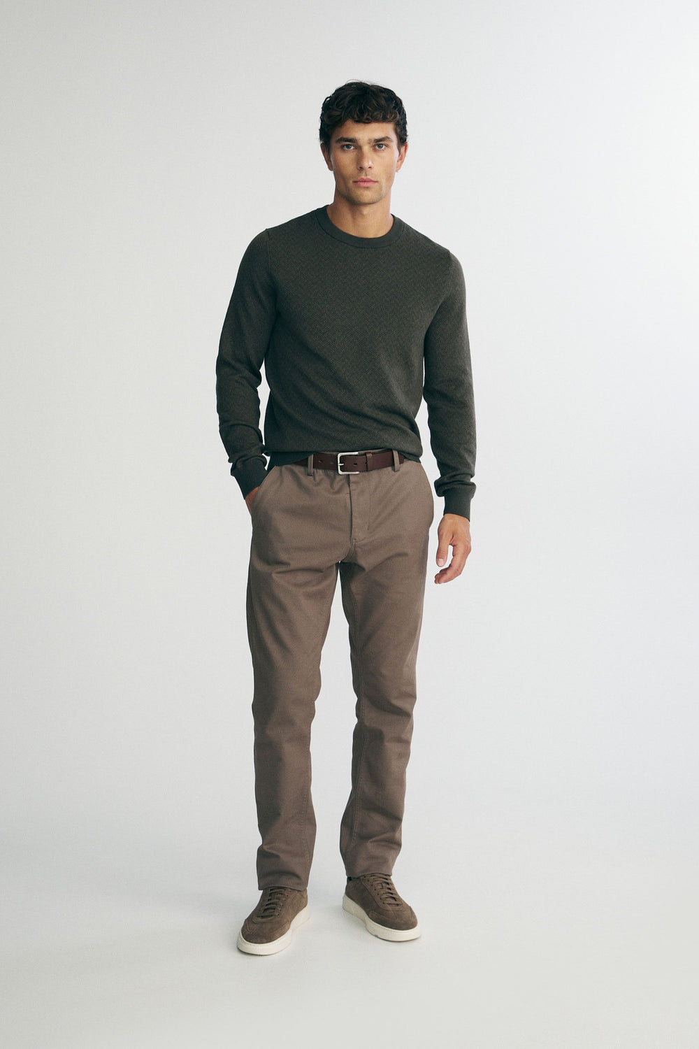 Jacquard crew neck sweater