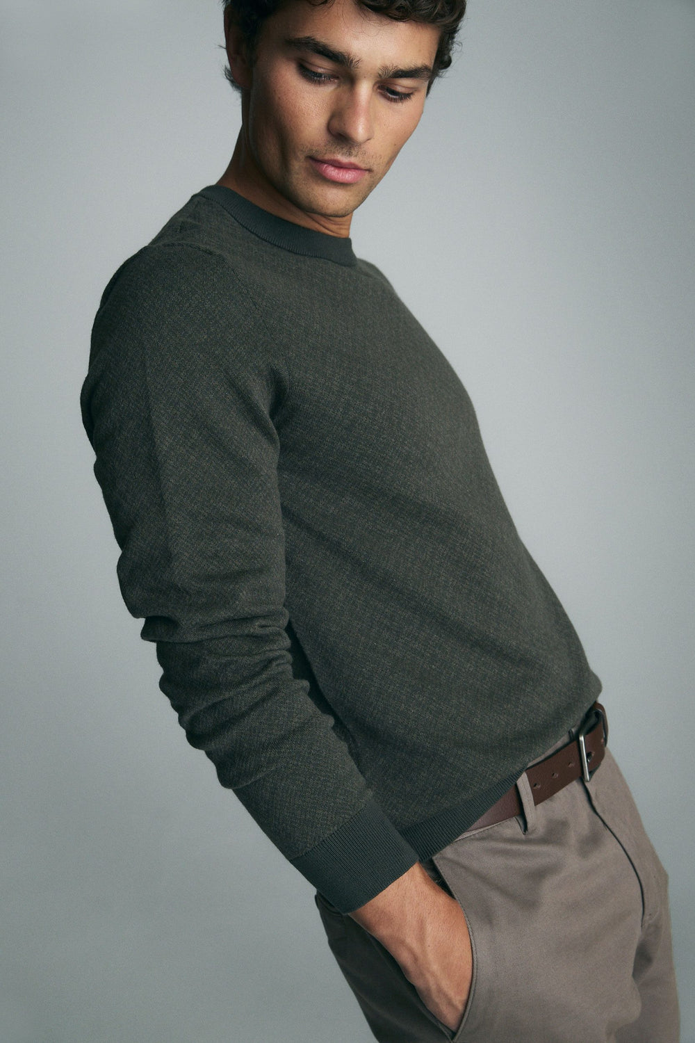 Jacquard crew neck sweater