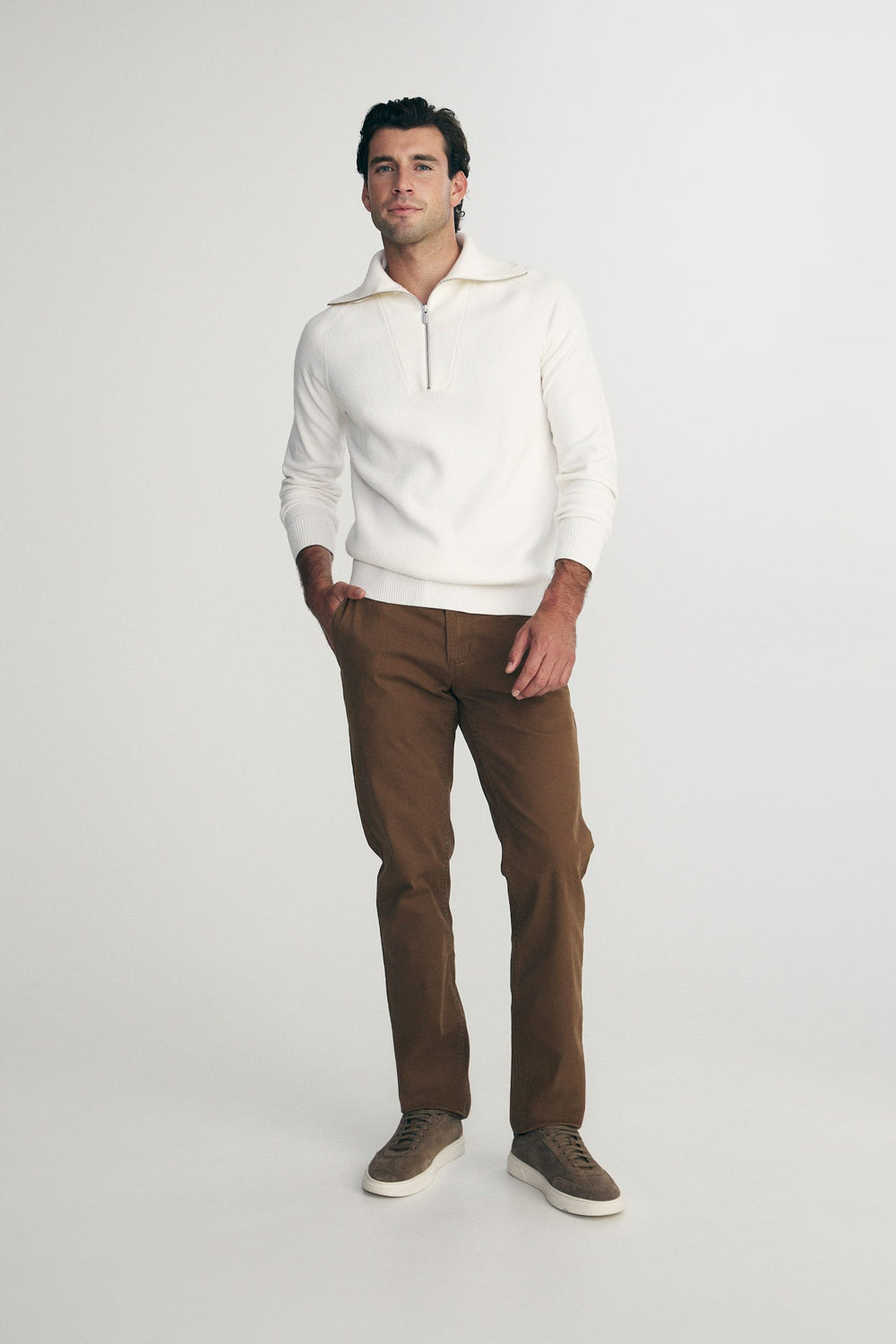 Zip mock-neck sweater