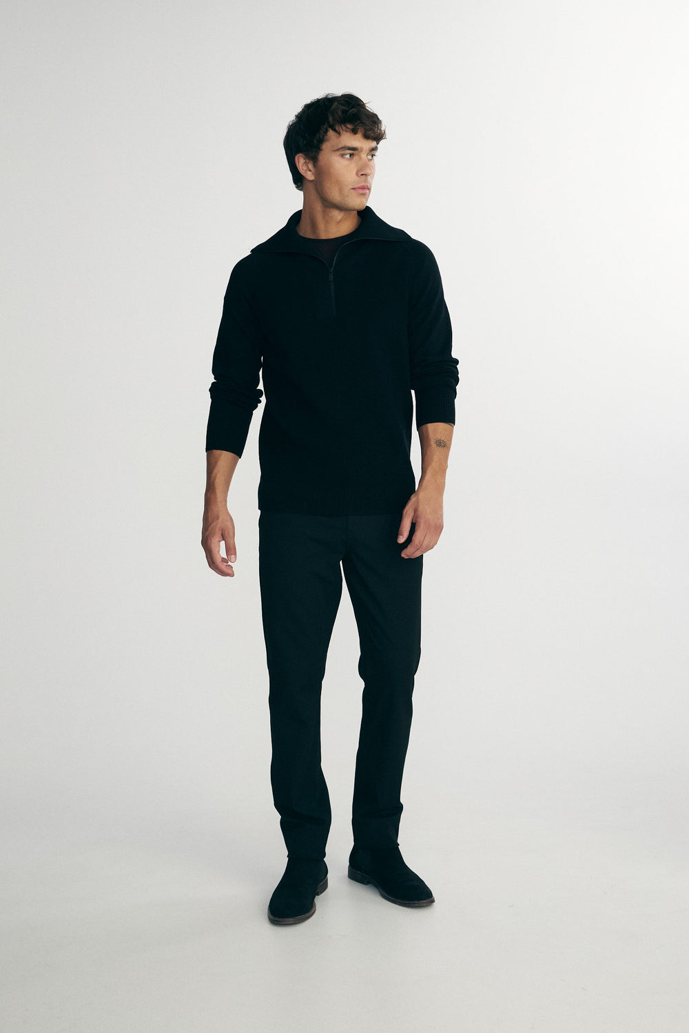 Zip mock-neck sweater