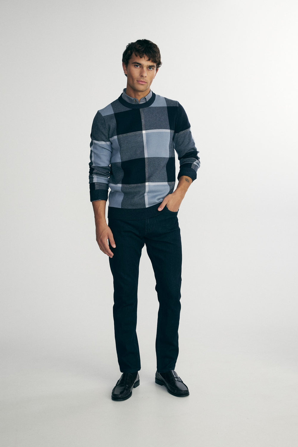 Jacquard plaid sweater