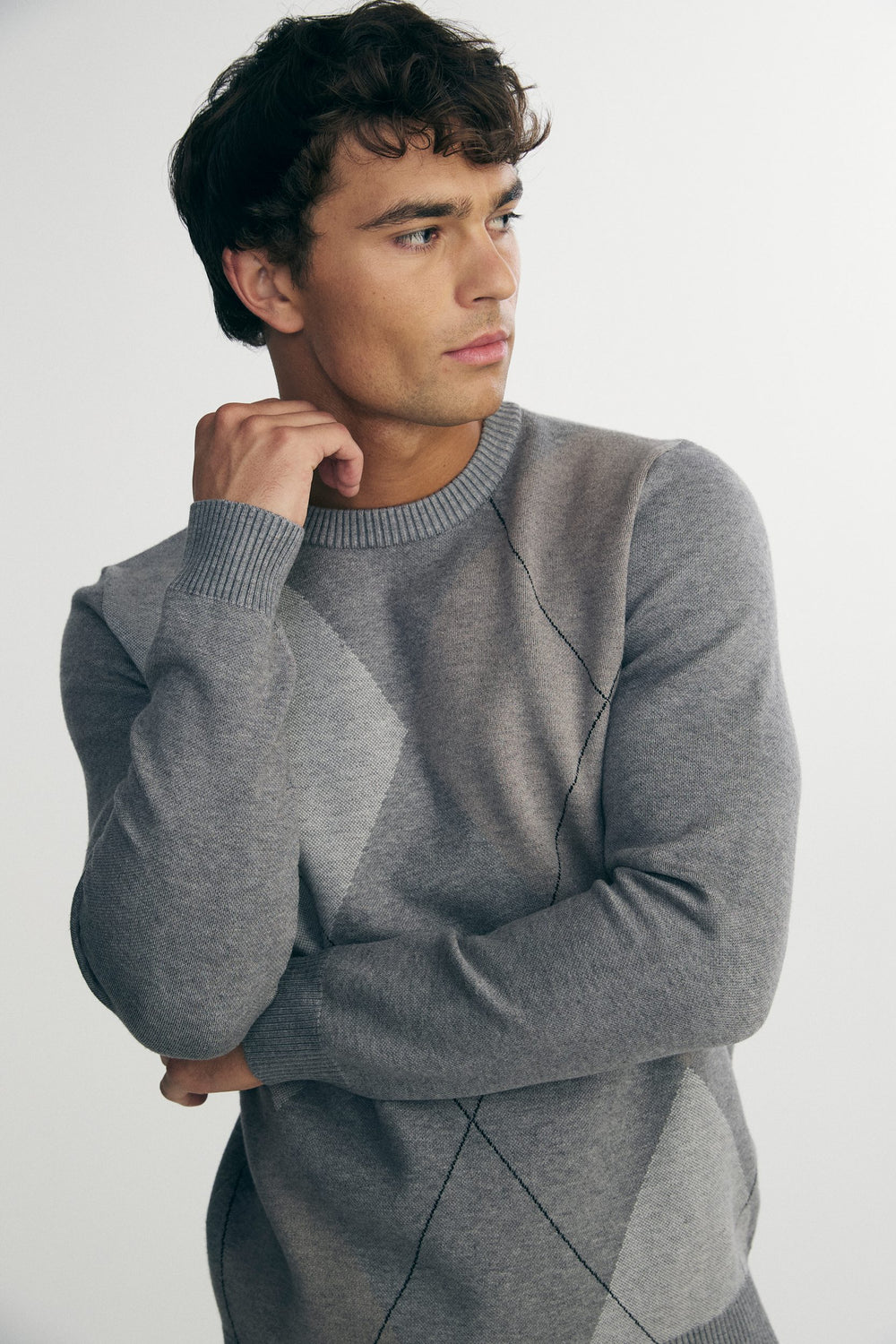 Argyle jacquard sweater