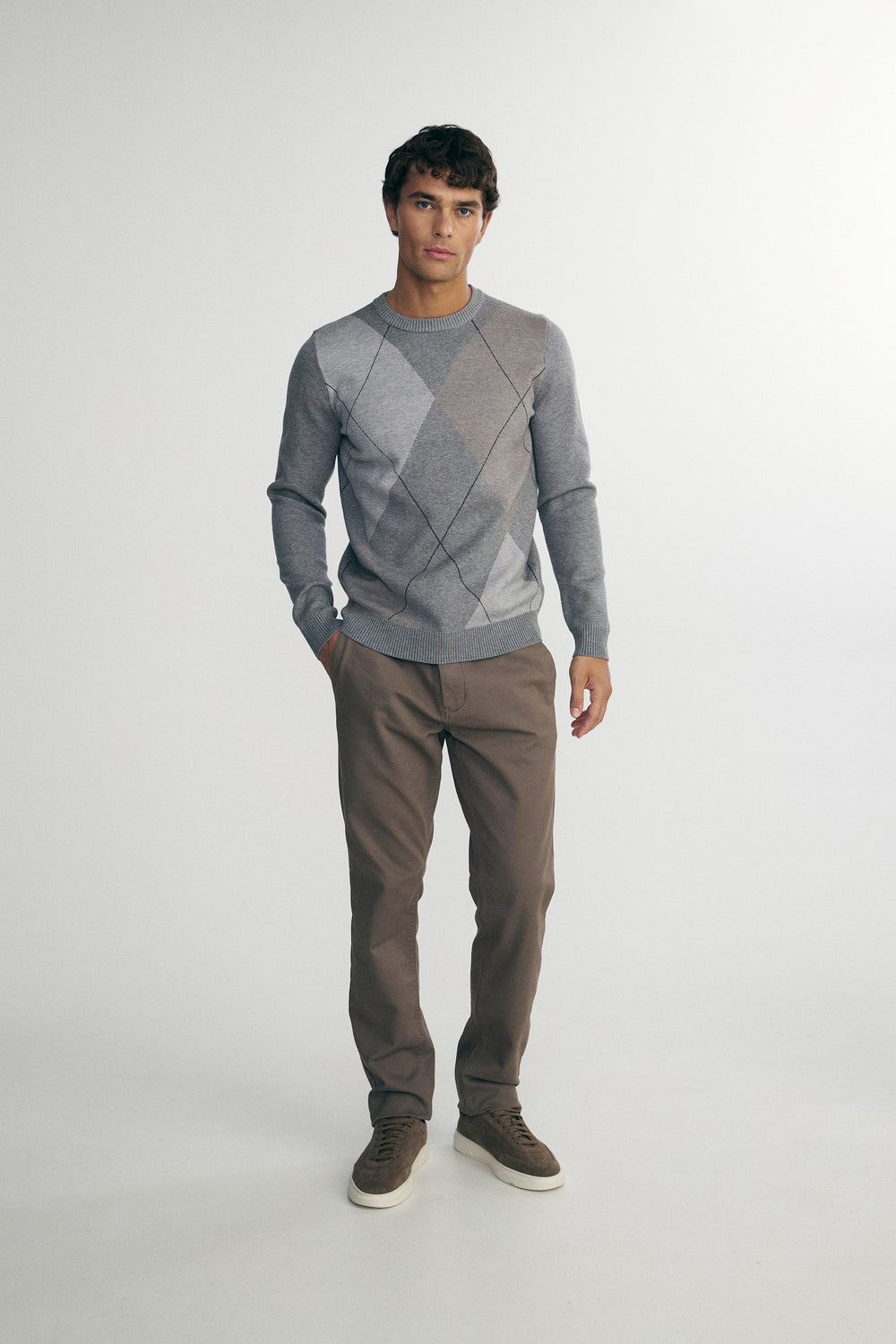 Argyle jacquard sweater