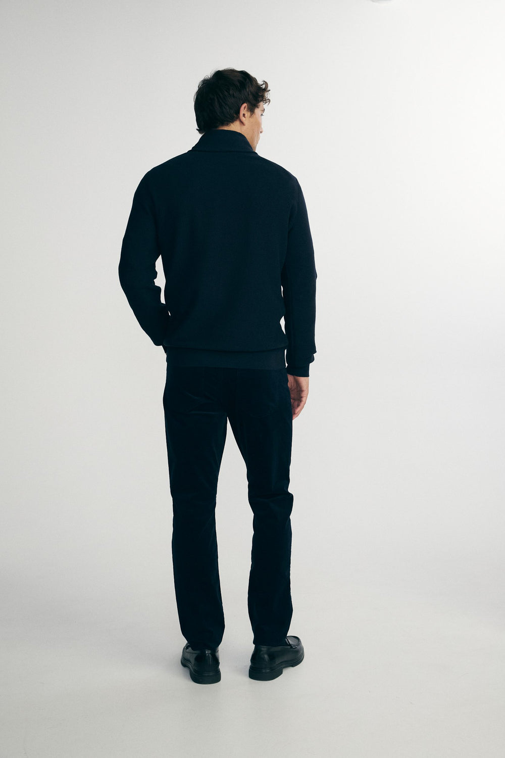 Textured shawl collar sweater