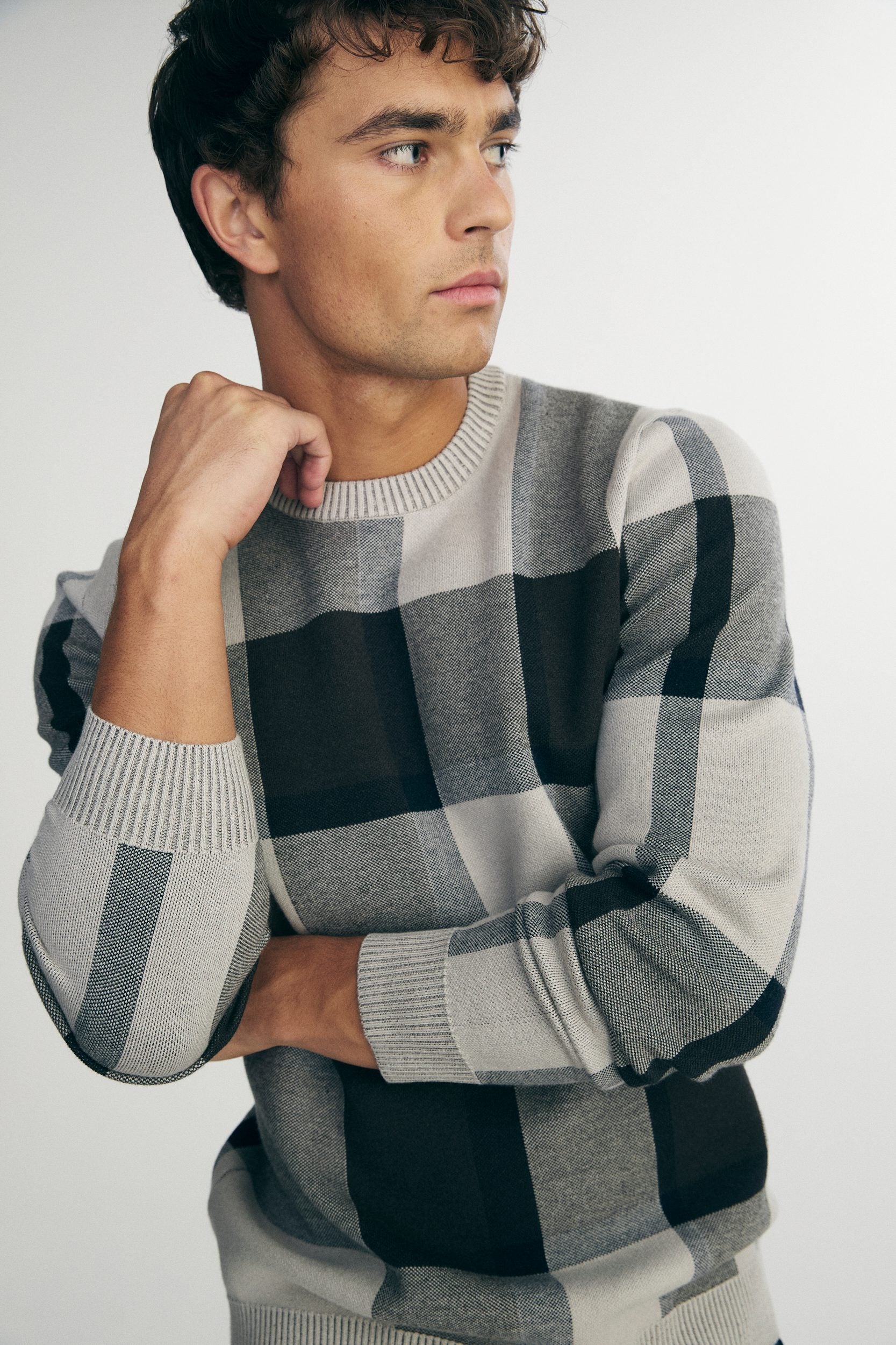 Jacquard plaid sweater