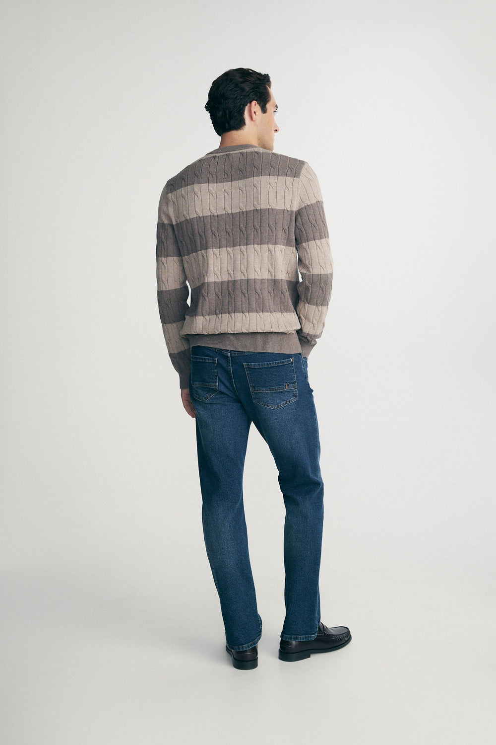 Striped cable-knit sweater