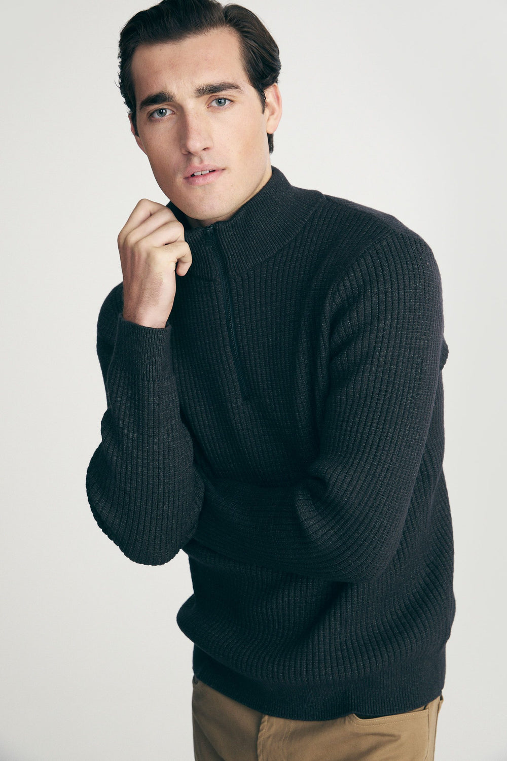 Mock neck sweater with zip