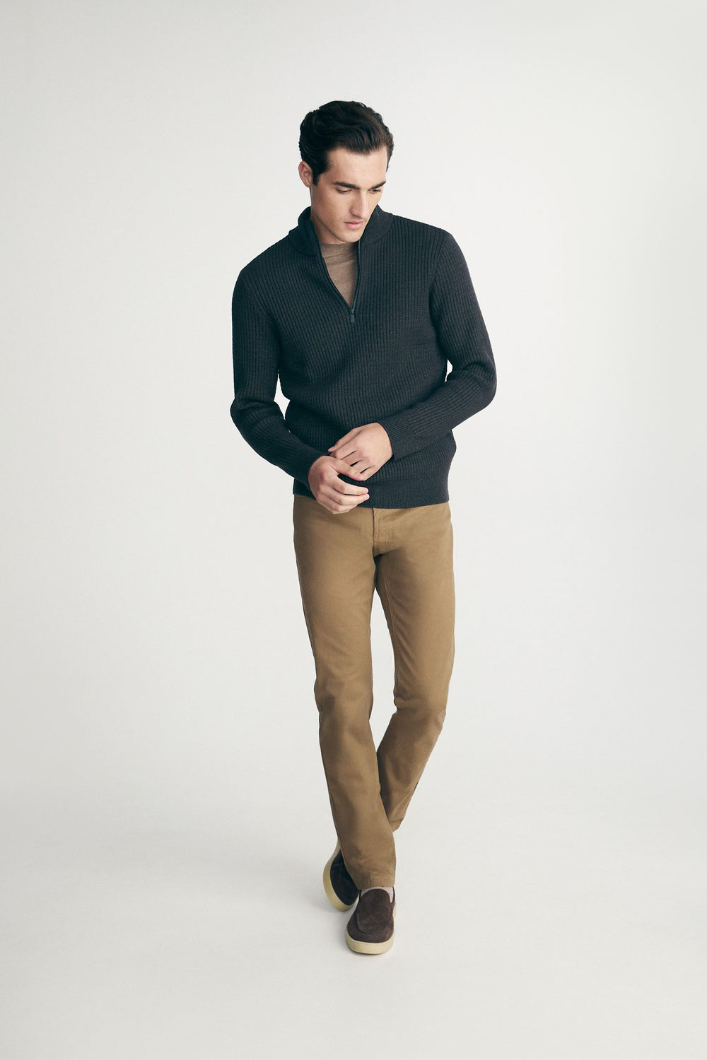Mock neck sweater with zip