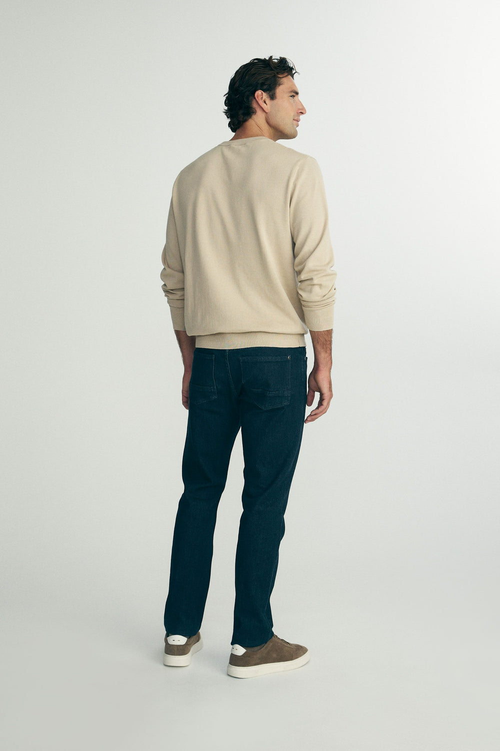 Textured front crew neck sweater