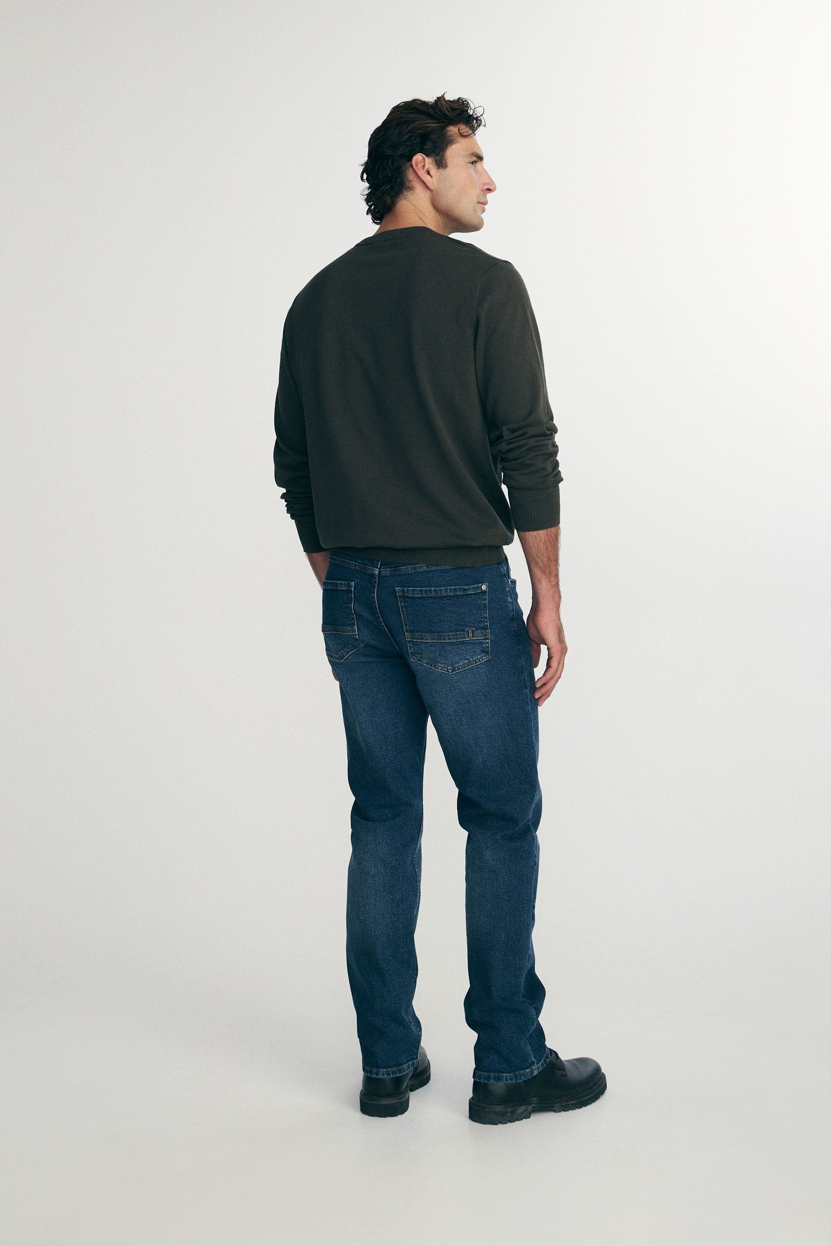 Textured front crew neck sweater