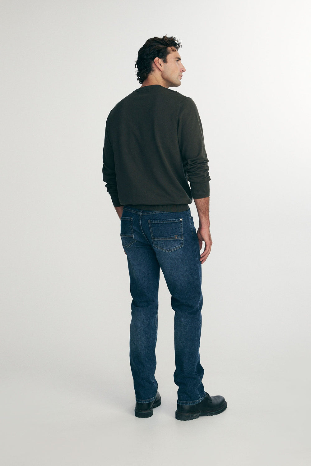 Textured front crew neck sweater
