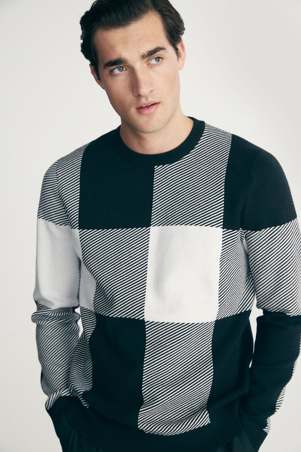 Checked jacquard sweater