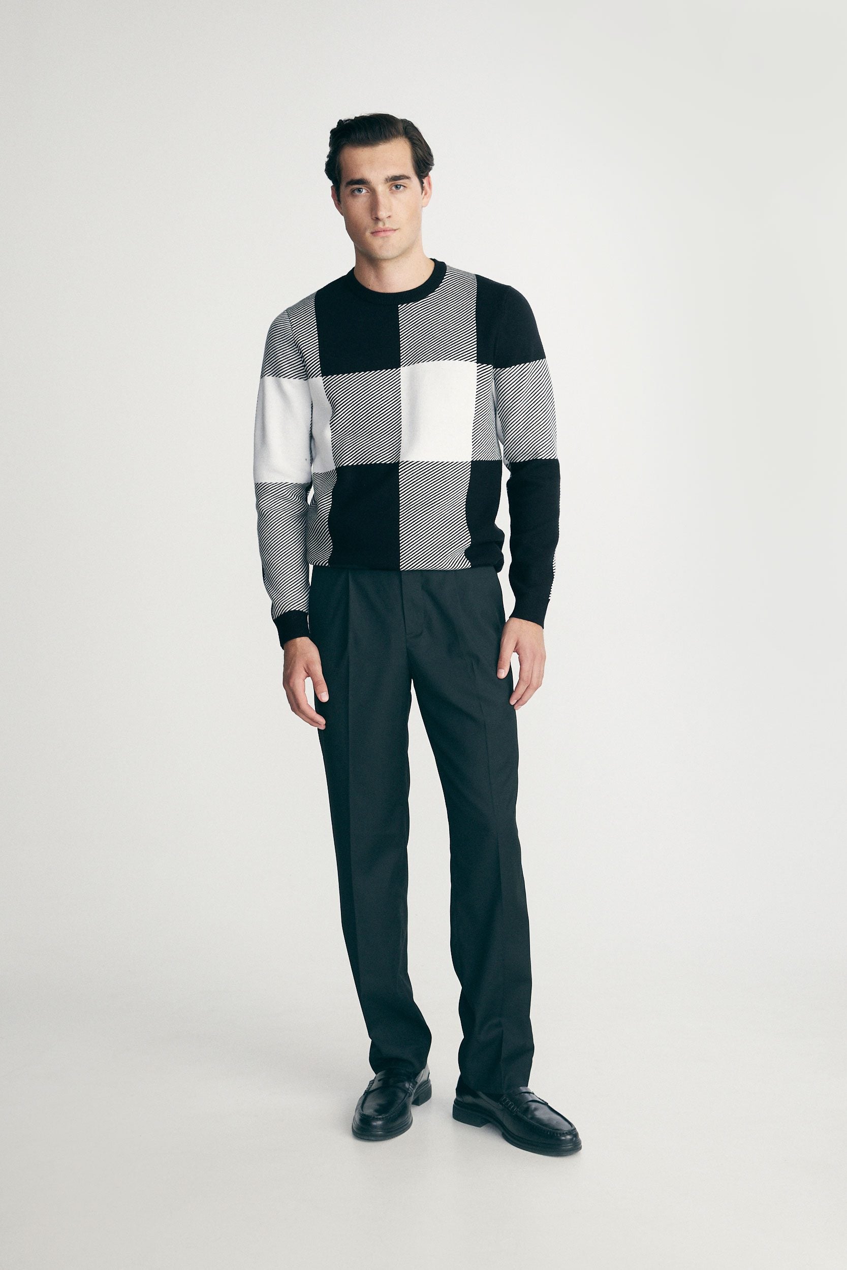 Checked jacquard sweater