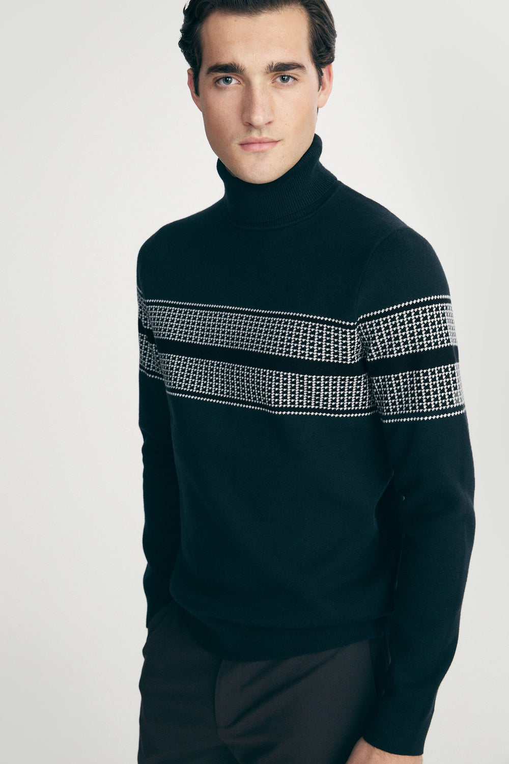 Houndstooth jacquard sweater