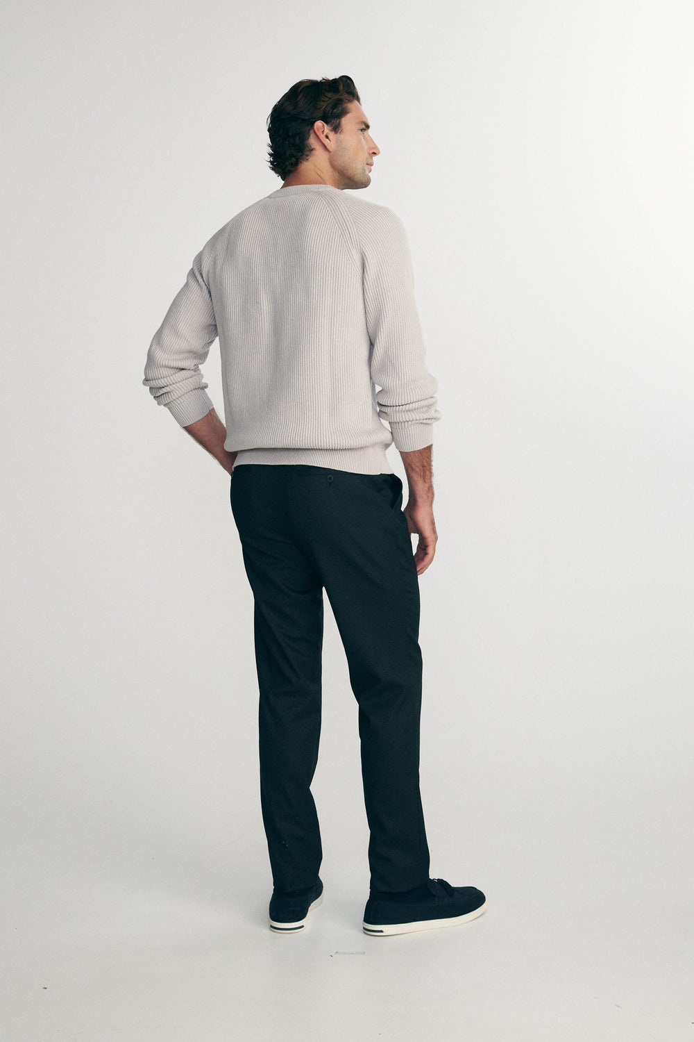 Solid crew neck raglan sweater
