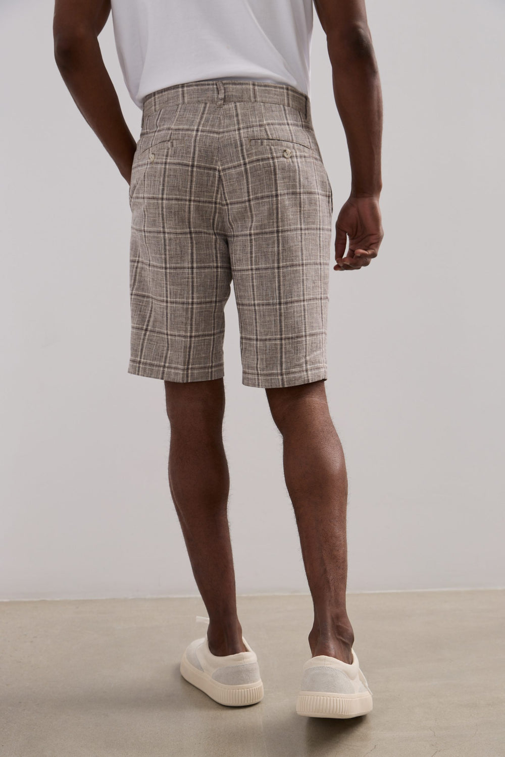 Urban fit linen checked bermuda shorts