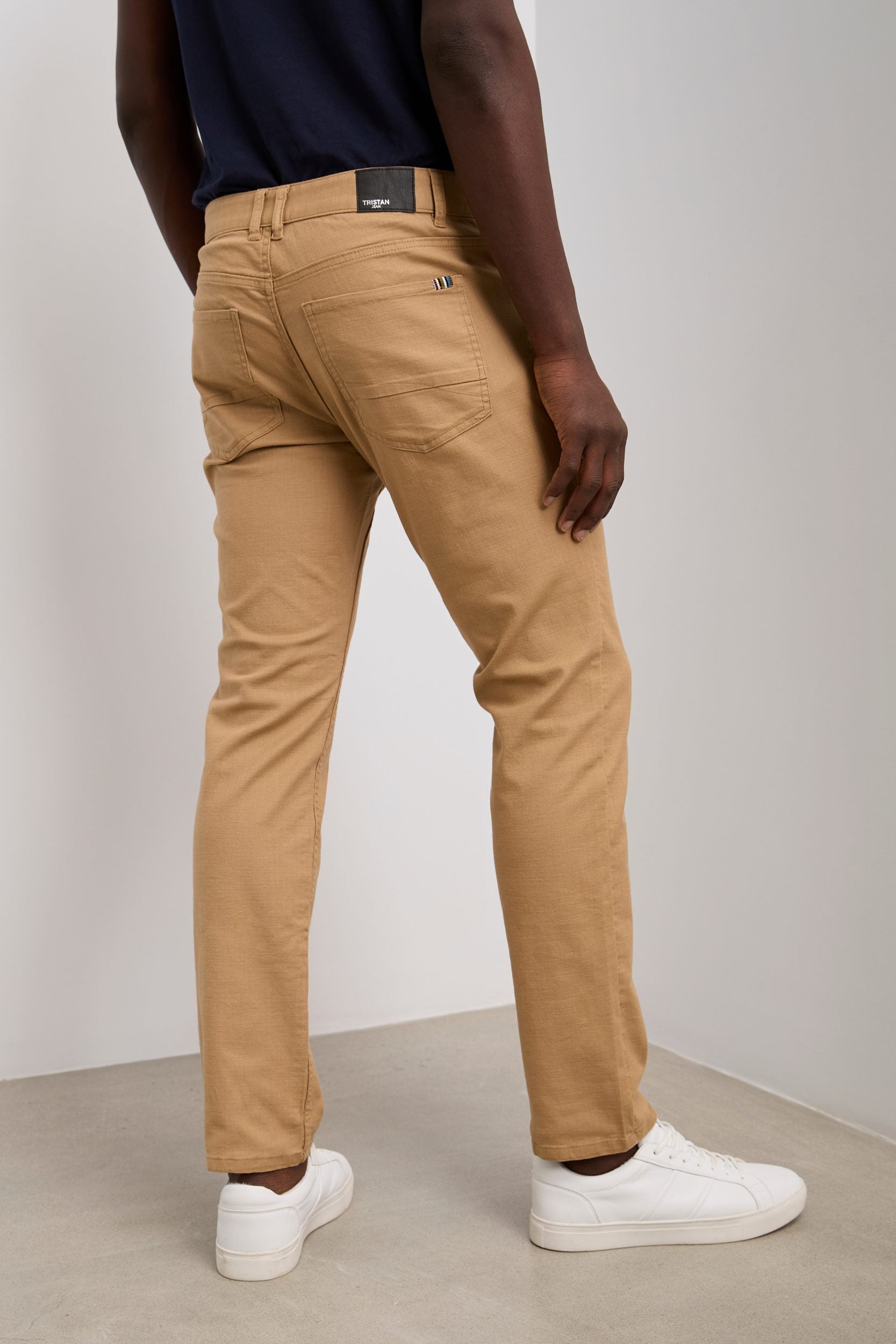 Textured slim fit five pocket pants