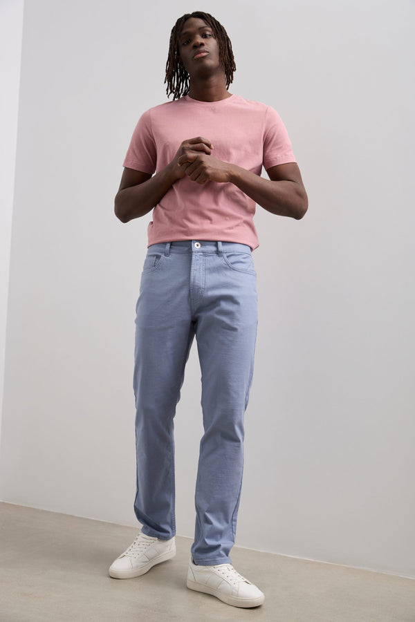 Textured slim fit five pocket pants