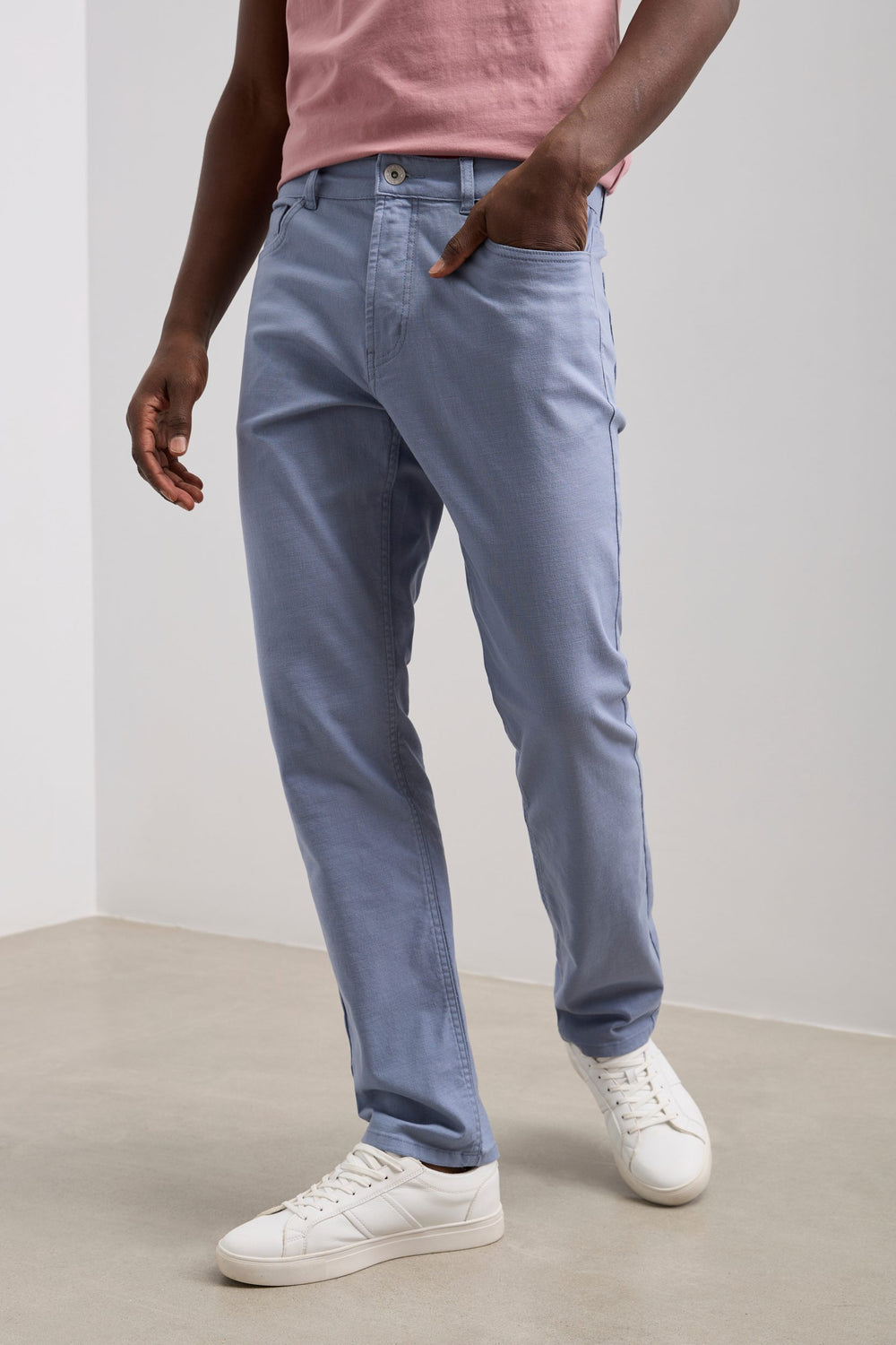 Textured slim fit five pocket pants