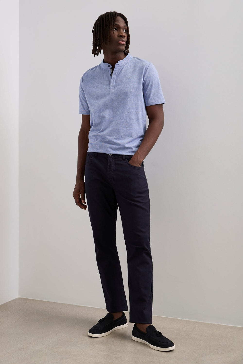 Textured slim fit five pocket pants