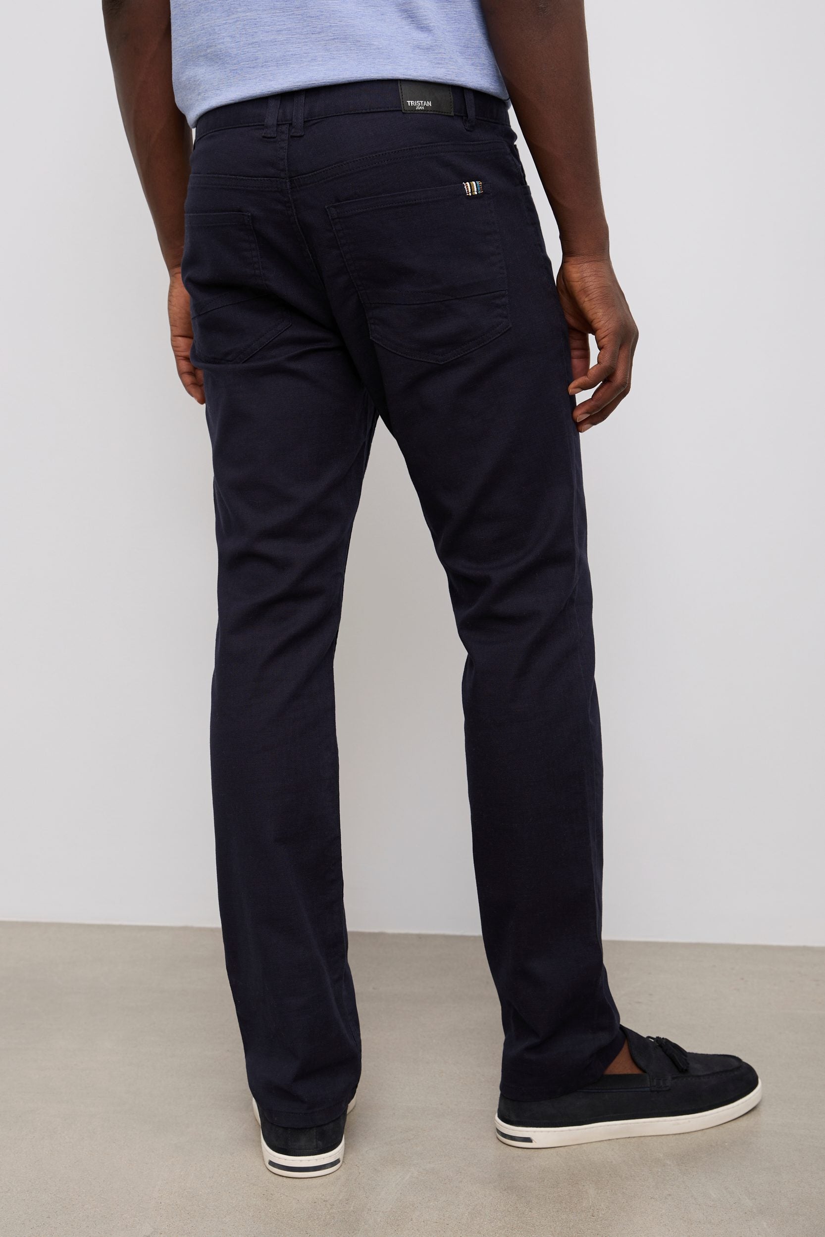 Textured slim fit five pocket pants