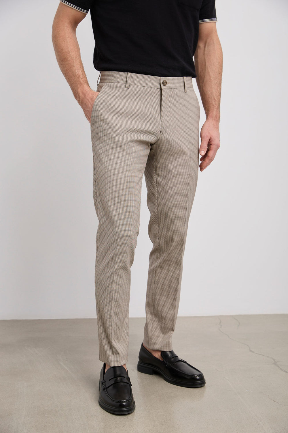 Micro check slim fit pants
