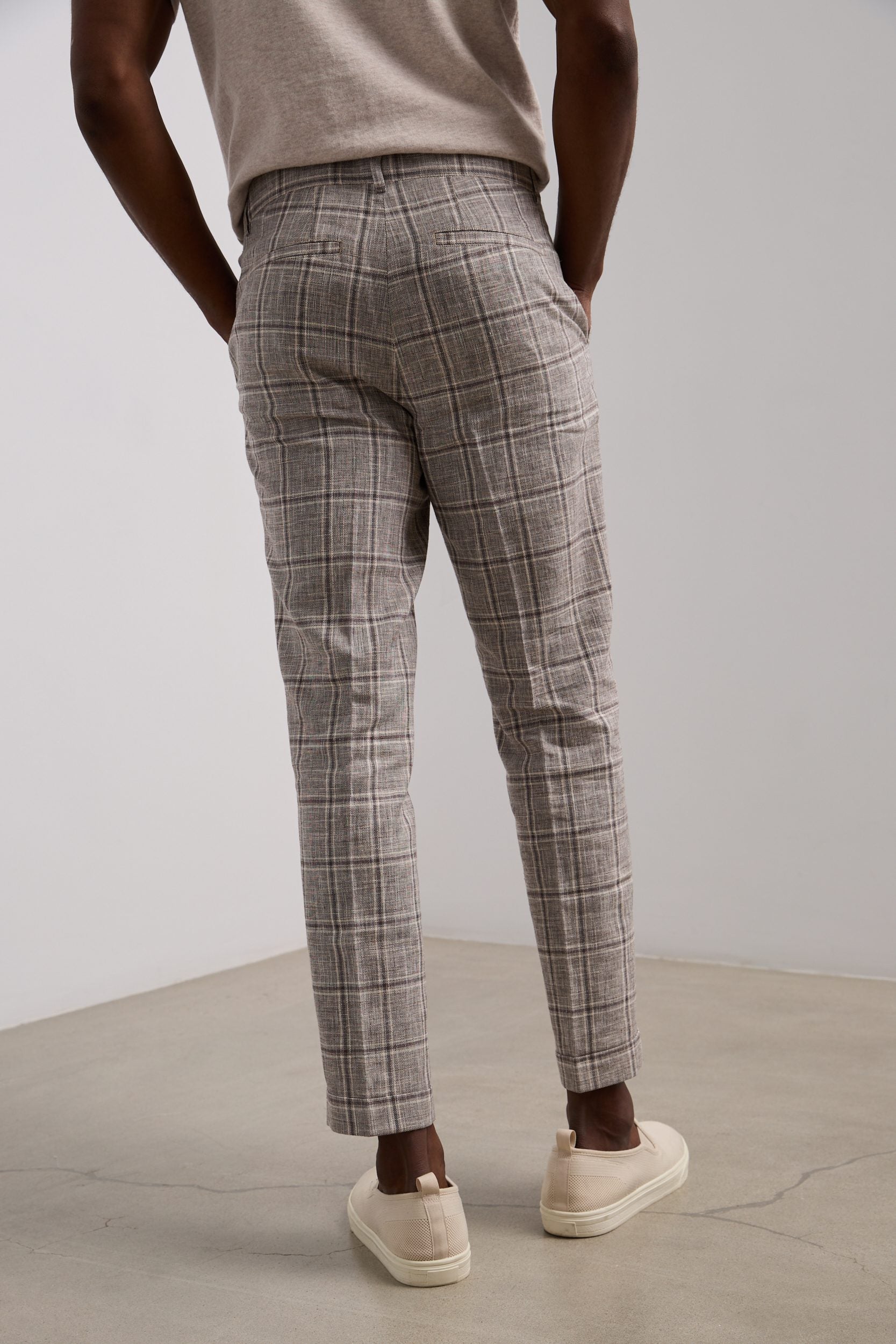 Urban fit linen checked pants