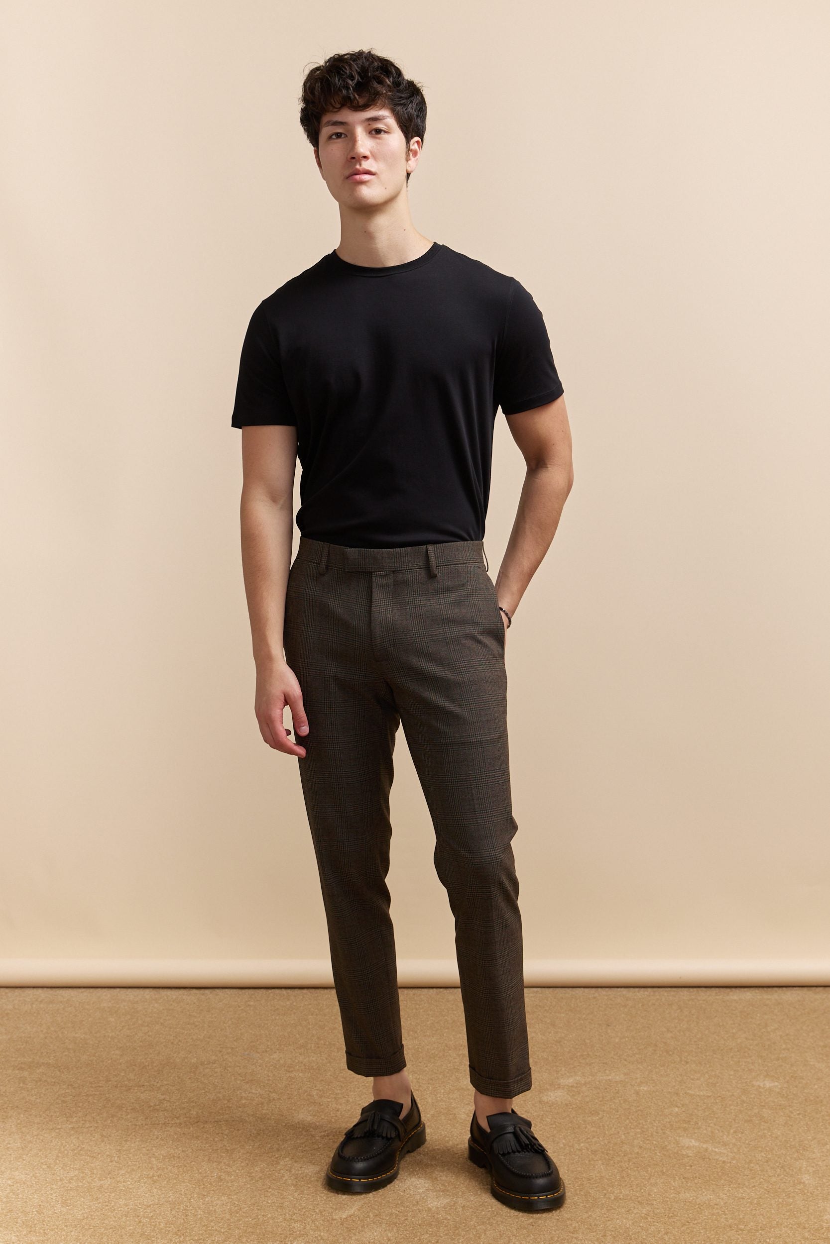 Check Slim fit pant with cuffs