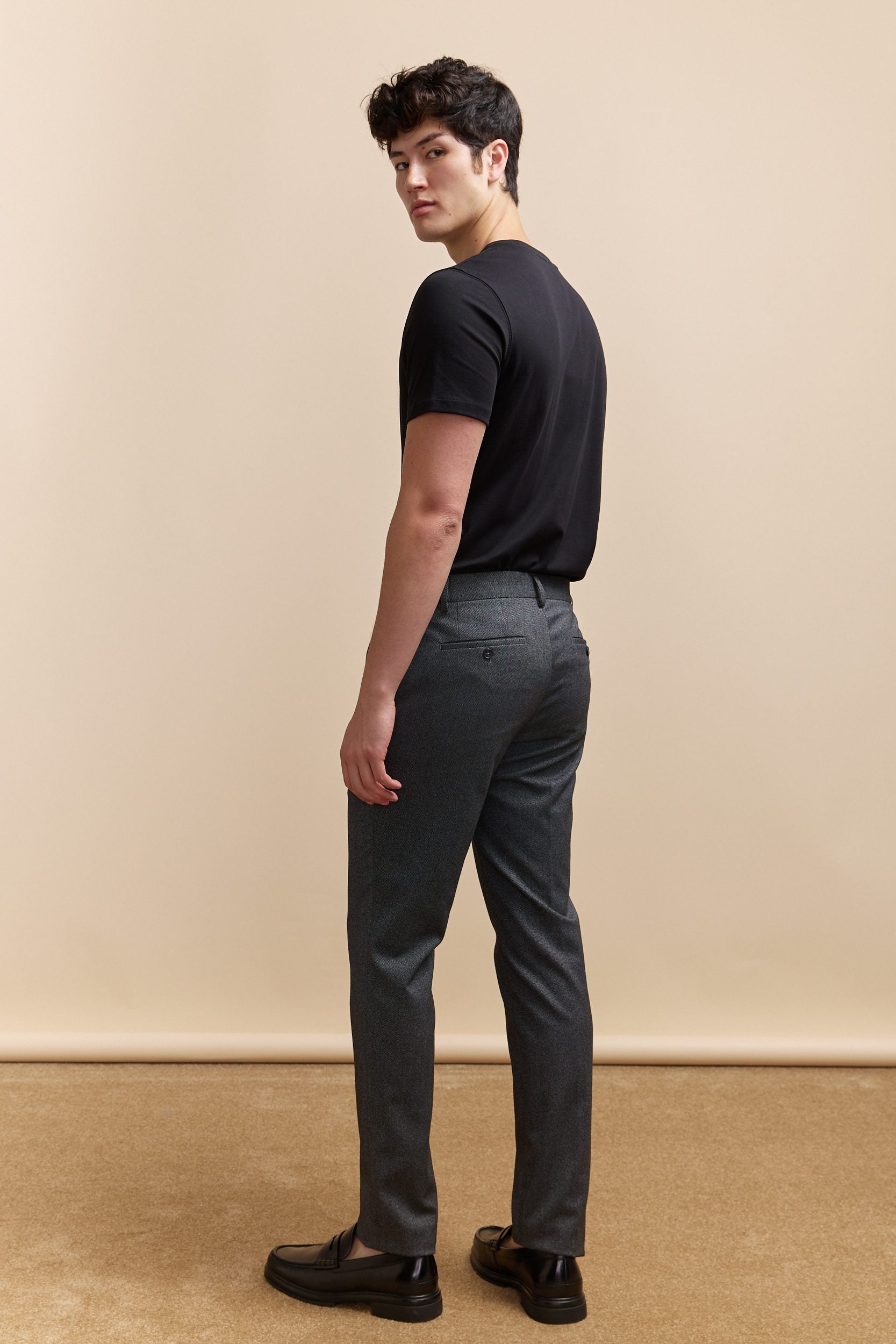 Slim fit two tone twill pant