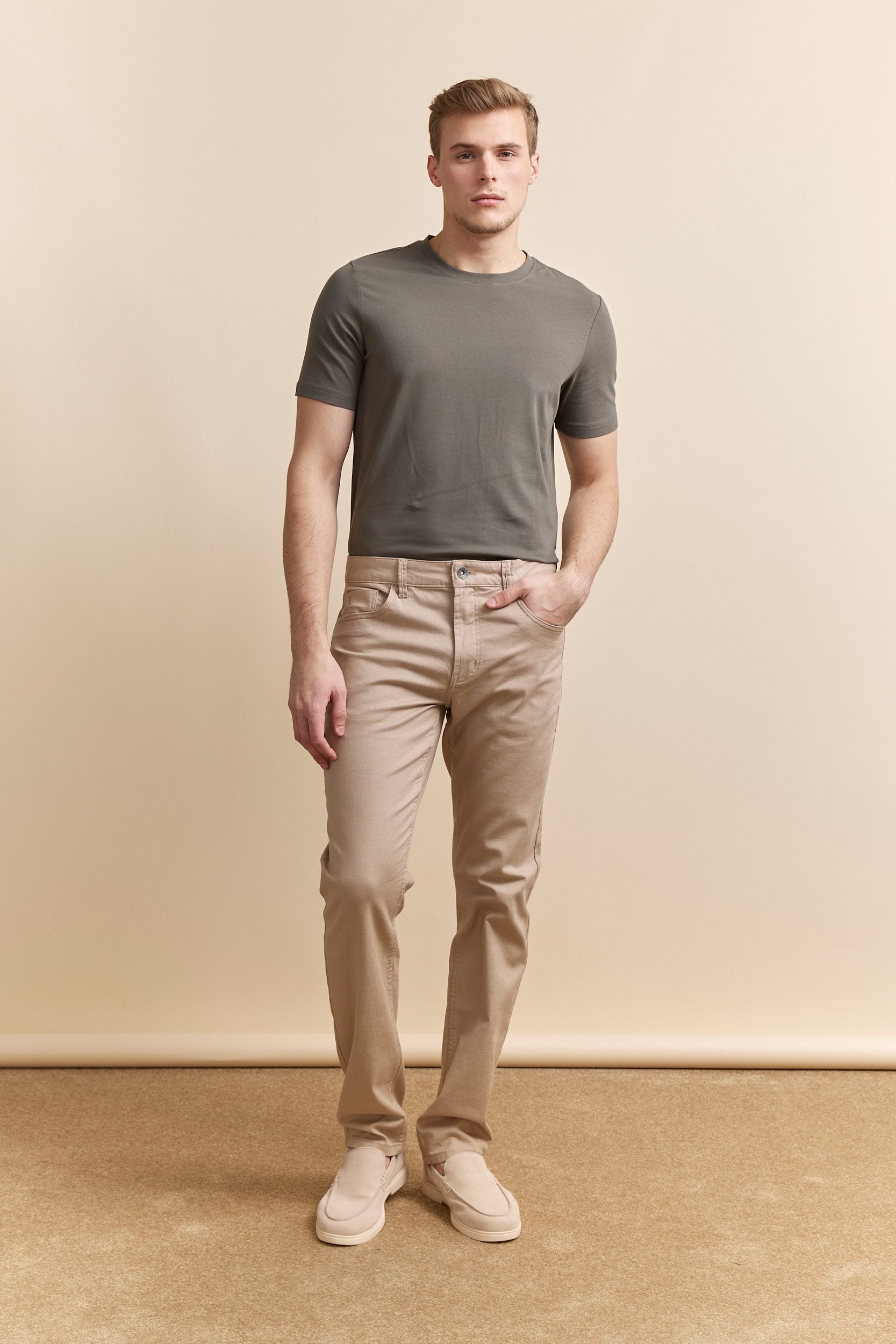 Five pockets textured Slim pant