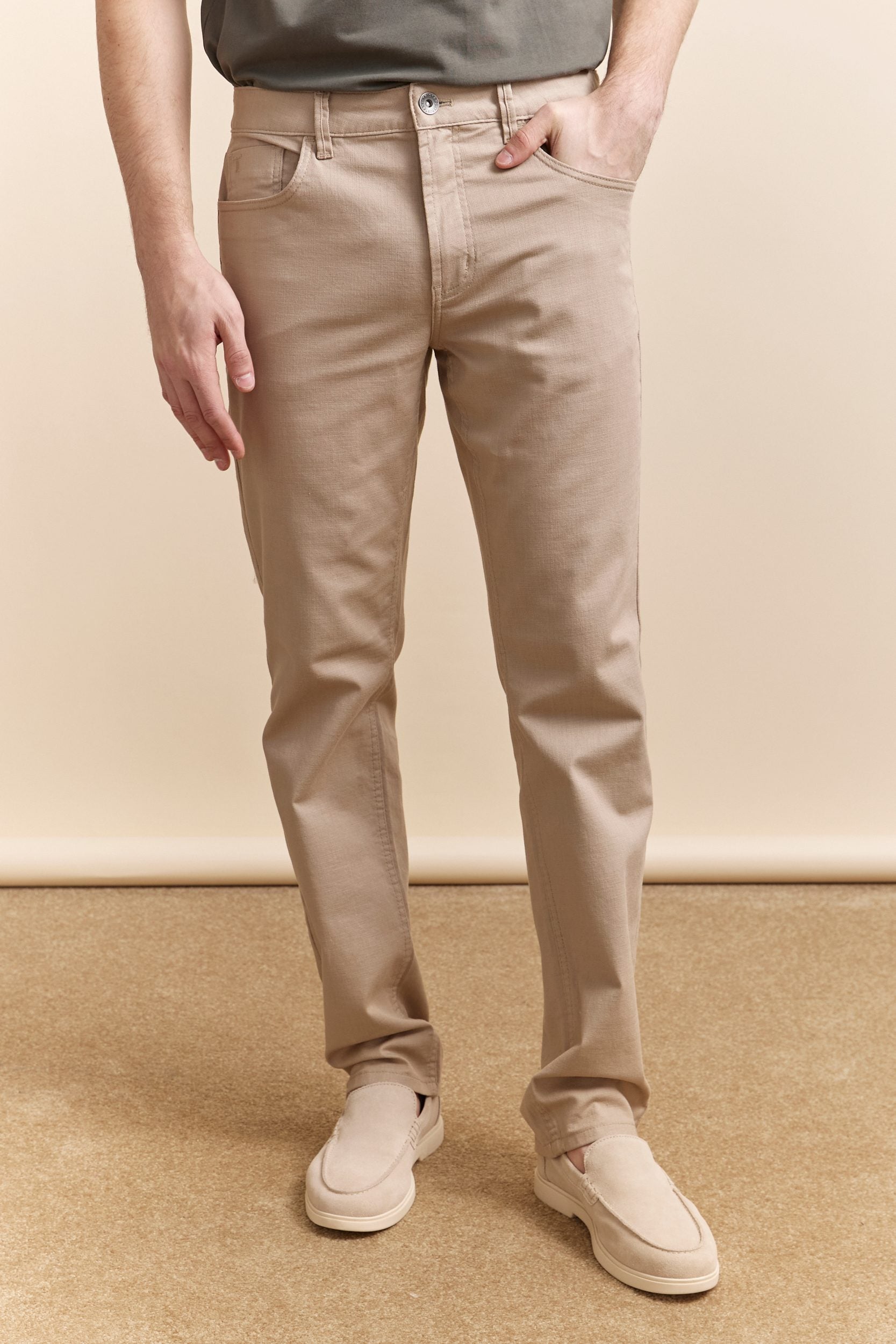 Five pockets textured Slim pant