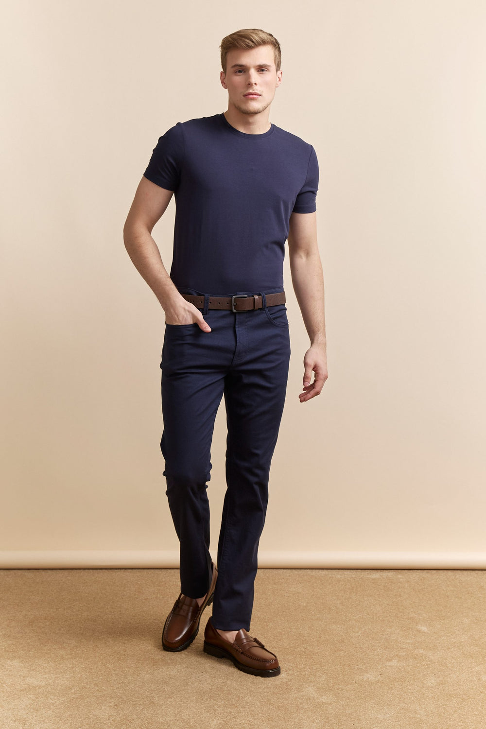 Five pockets textured Slim pant