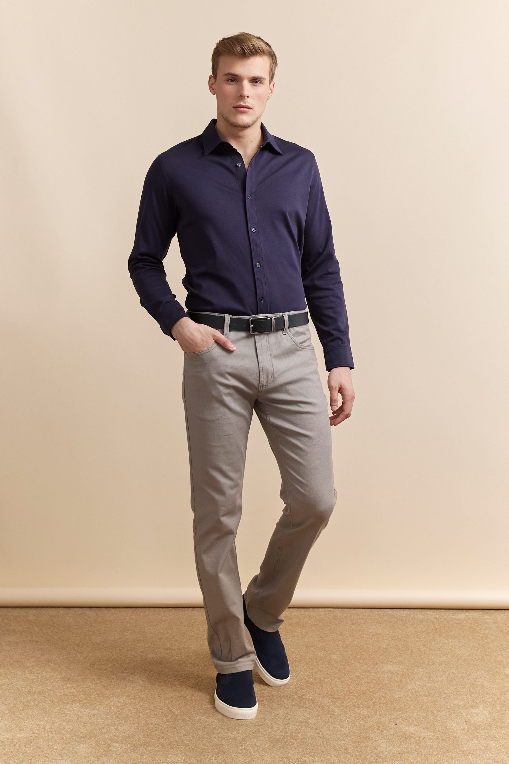 Five pockets textured Slim pant