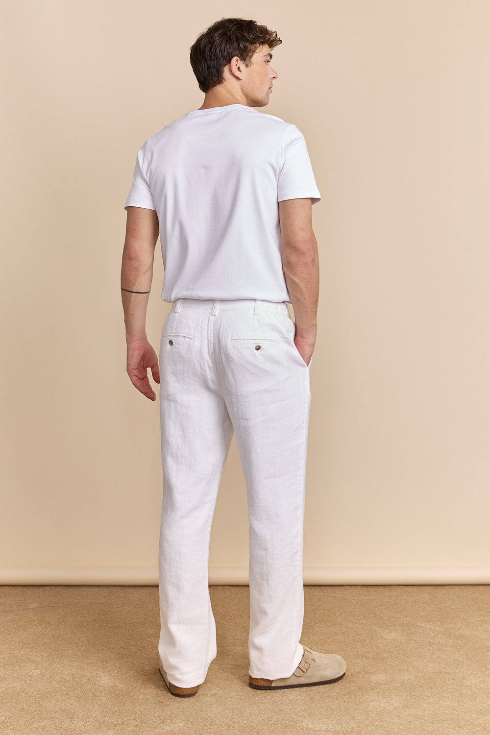 Linen pant with elastic sides