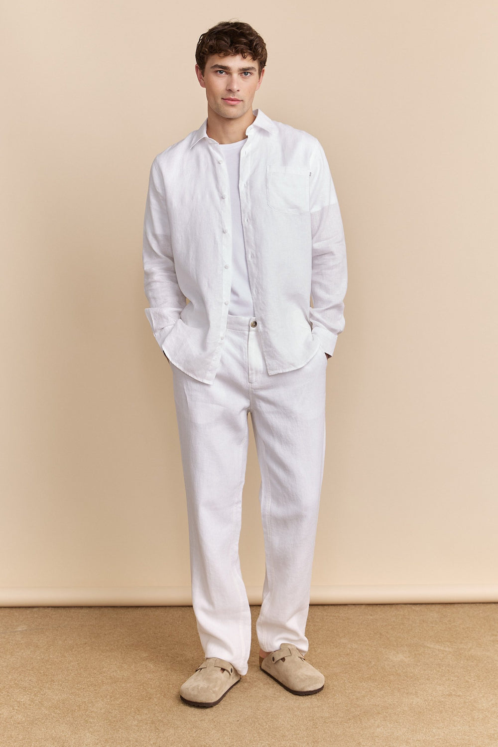 Linen pant with elastic sides