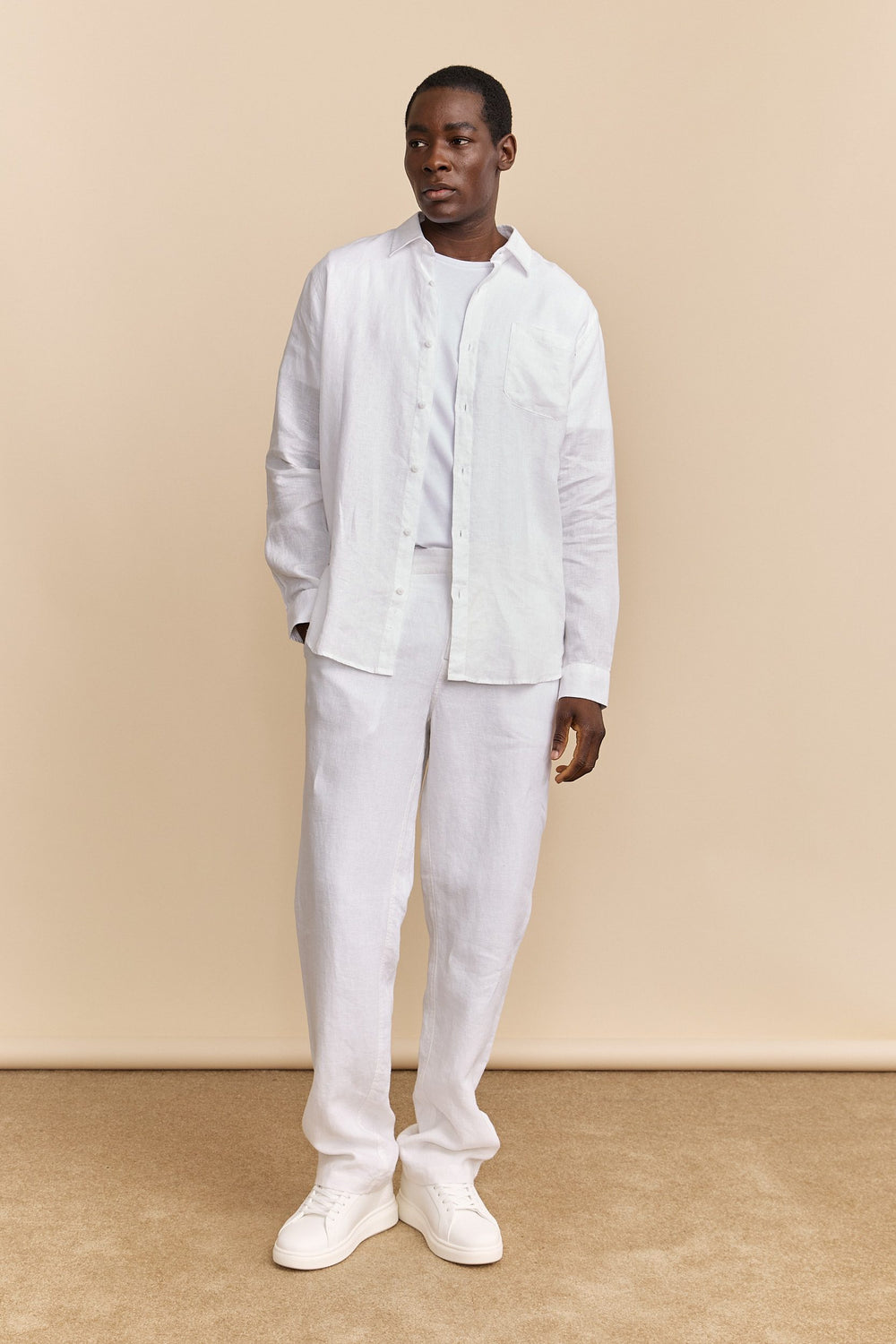 Linen pant with elastic sides