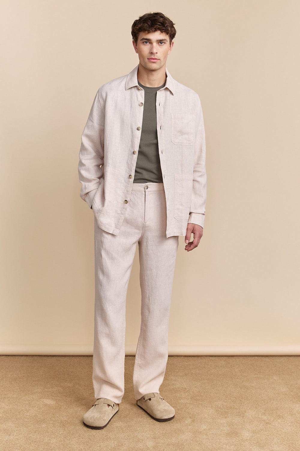 Linen pant with elastic sides