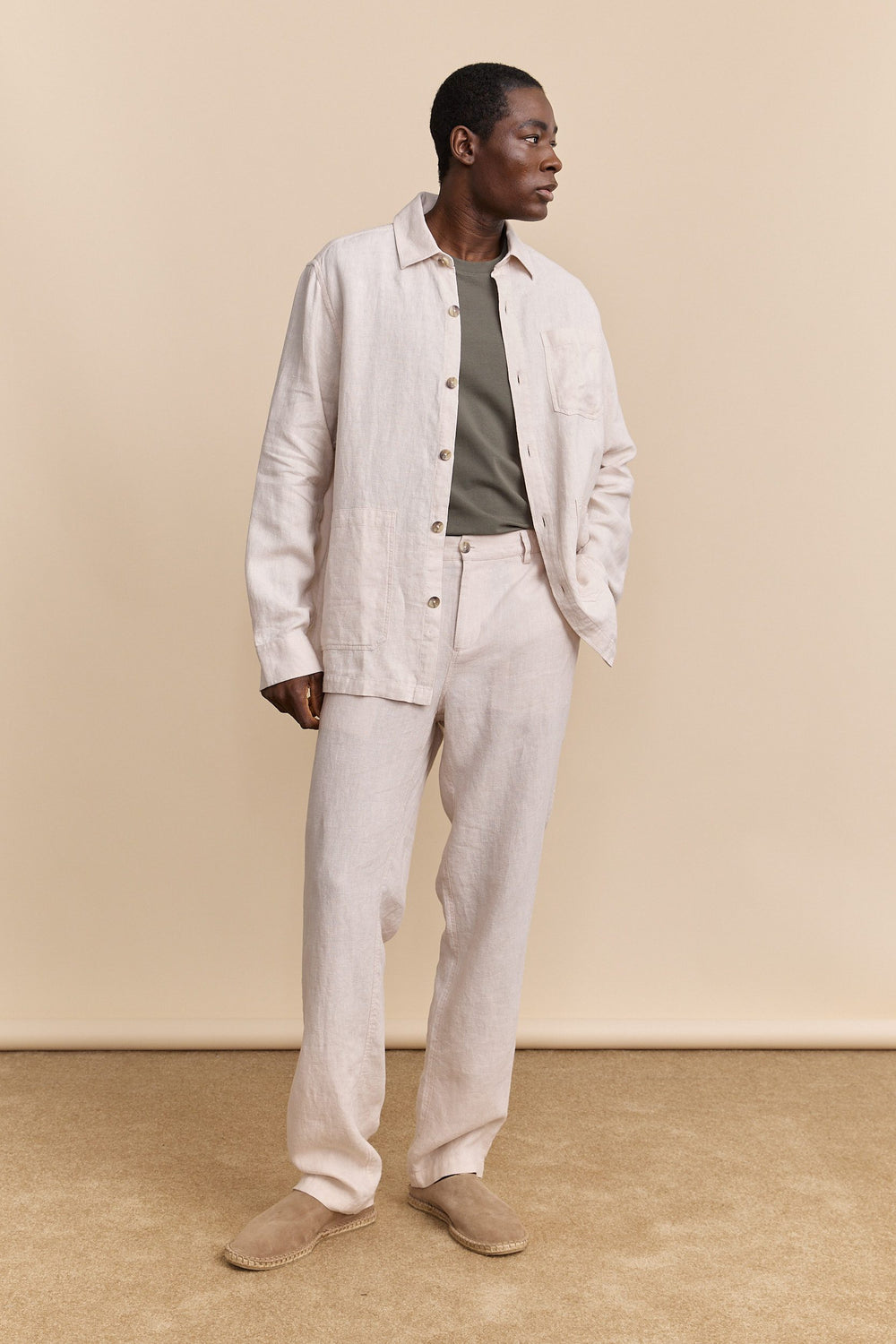Linen pant with elastic sides